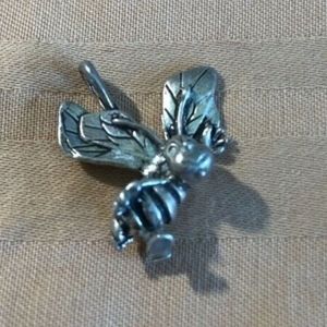Silver bumble bee charm, 1"